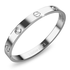 Carrie Stainless Steel Bangle in White Gold