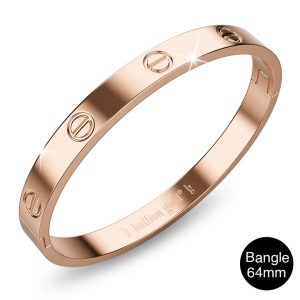 Carmello Stainless Steel Bangle in Rose Gold - 64mm