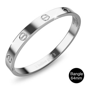 Carmello Stainless Steel Bangle in White Gold - 64mm
