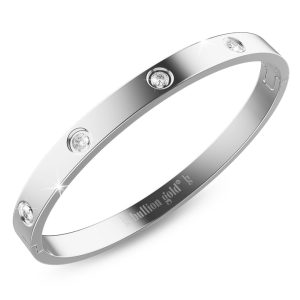 Cecelia Stainless Steel Bangle in White Gold