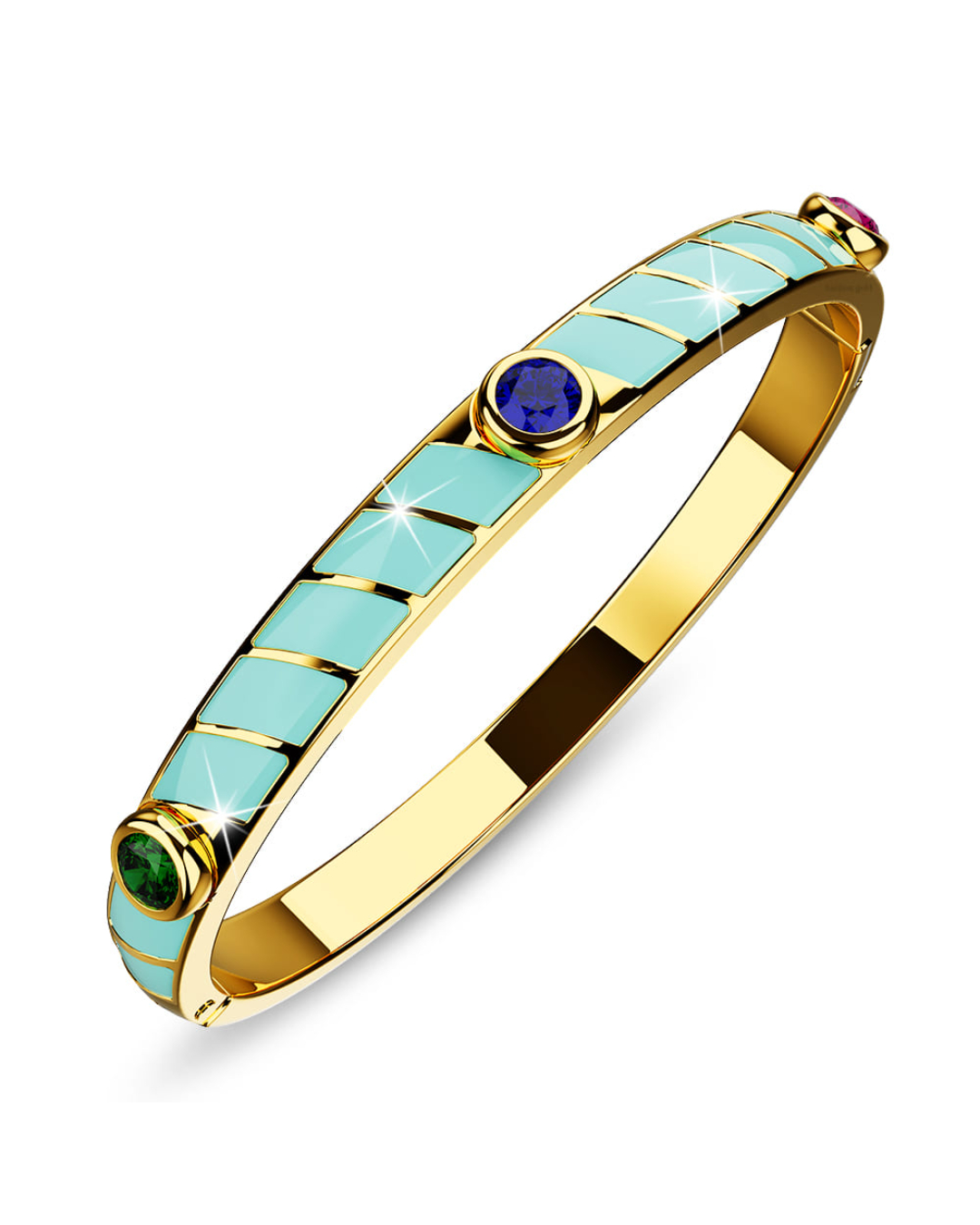Aquatic Luminous Enamel Gold Layered Bangle