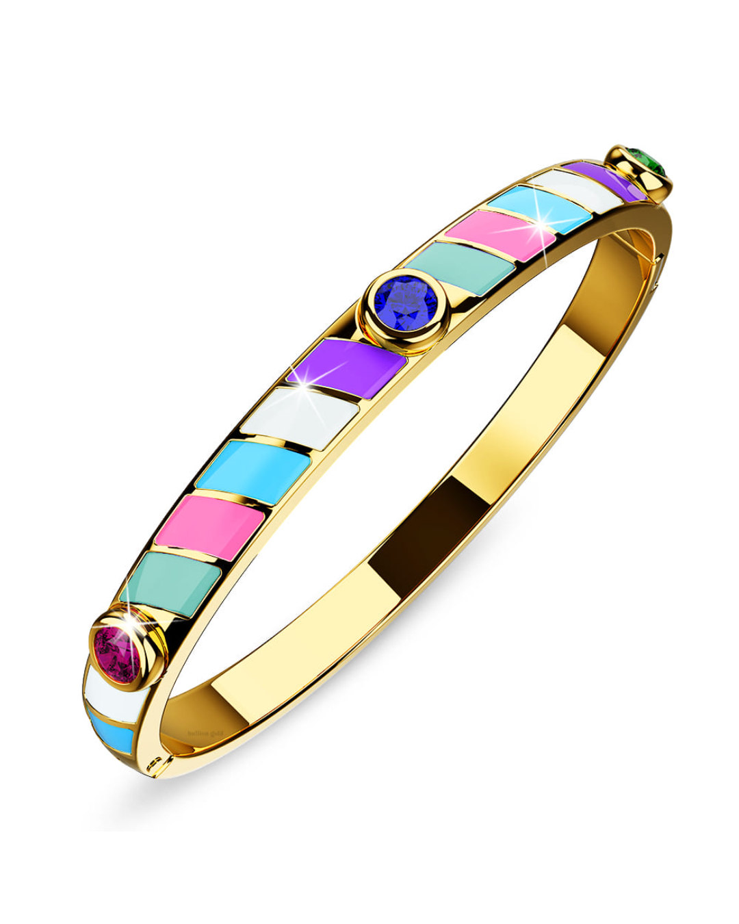 Harlequin Luminous Enamel Gold Layered Bangle