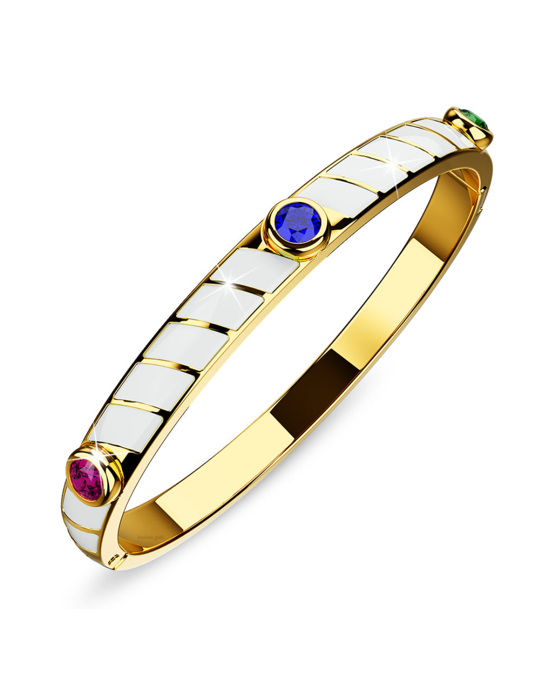 Arctic Luminous Enamel Gold Layered Bangle