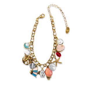 Beaded Summer Sea Charm Gold Bracelet