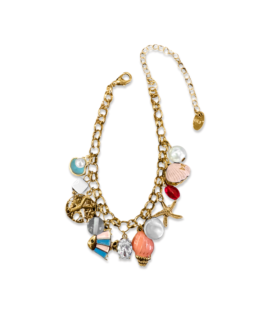 Beaded Summer Sea Charm Gold Bracelet
