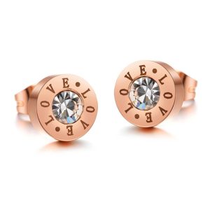 Love Bezel Studs Rose Gold