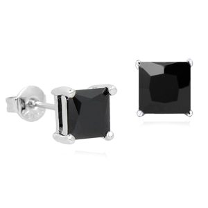Black Square CZ Earrings