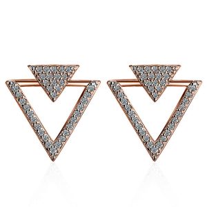 Inverted Pyramid Stud Earrings Rose Gold