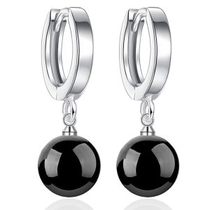 Agate Drop Earrings Black