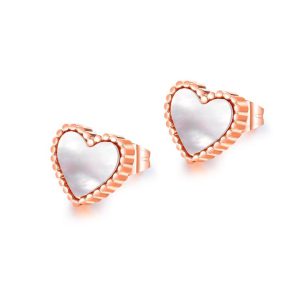Heart Silhouette Stud Earrings White