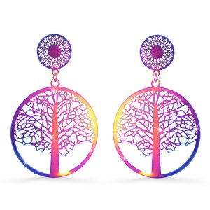 Laser Etched Earrings In Rainbow