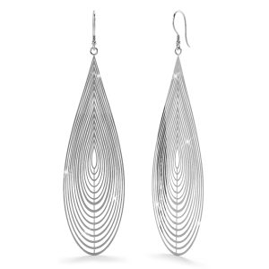 Laser Etched Earrings In White Gold