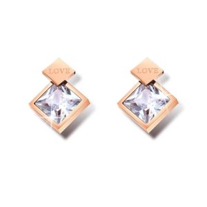 Princess-Cut Simulated Diamond Love Earrings
