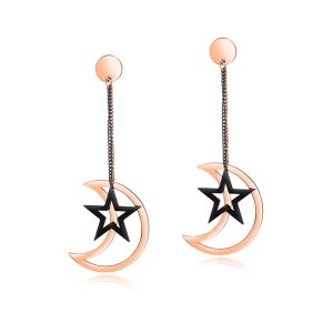 Shimmering Moon Star Drop Earrings