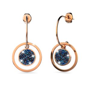 Disc Drop Rose Gold Layered Earrings