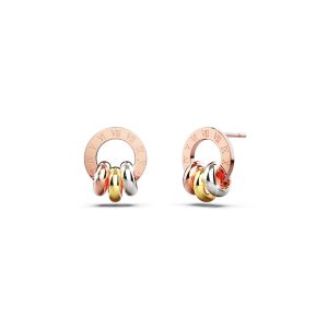 Roman Numeral Tri Tone Stud Earrings