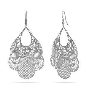 Laser Etched Earrings In White Gold