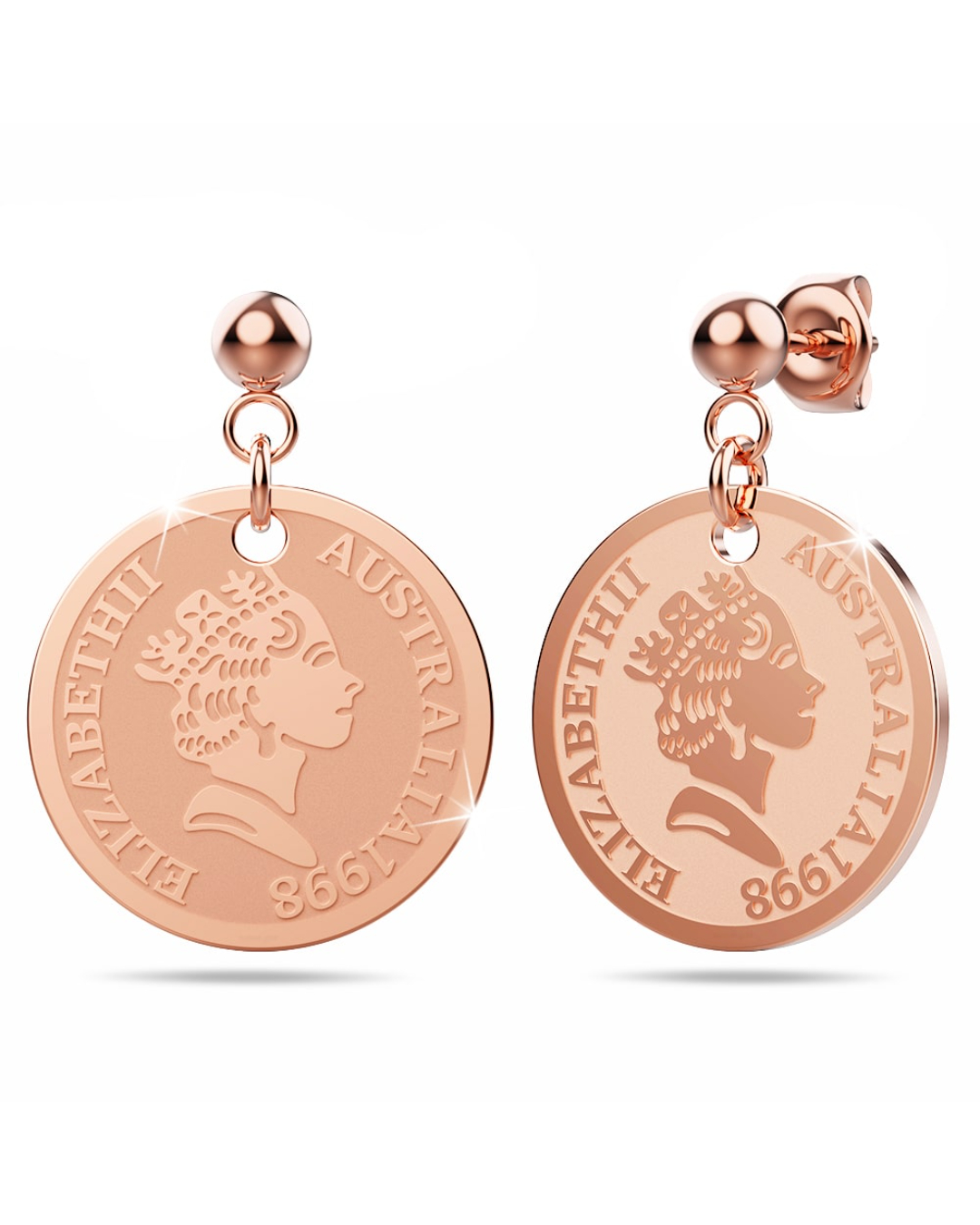 Queen Elizabeth Coins Drop Earrings