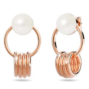 Helena Pearl & Charm Ring Rose Gold Titanium Drop Earrings