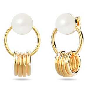 Helena Pearl & Charm Ring Gold Titanium Drop Earrings