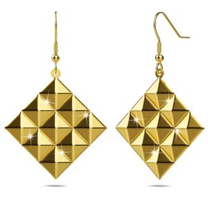 Fascination Geometric Style Diamond Shape Metallic Earrings Gold Titanium