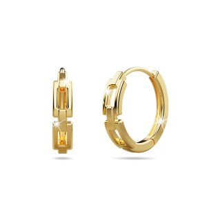 Square Linked Chain Huggie Earrings Gold