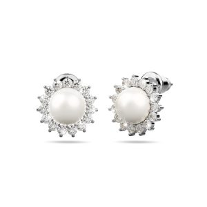 Sublime Starry Pearl &CZ Stud Earrings White Gold