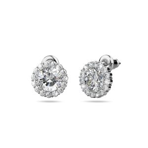 Crystal Muse Sterling Silver Post Stud Earrings White Gold Copper Alloy