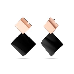 Black & Rose Gold Divalicious Curved Geometric Earrings Titanium
