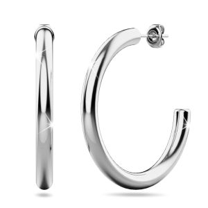 Erica White Gold Titanium Hoop Earrings 40mm