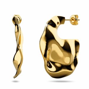Textured Flat Earrings in Gold