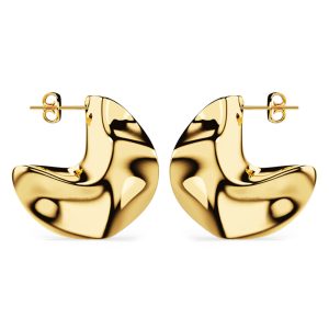 Texture Tiny C-Hoop Earrings in Gold