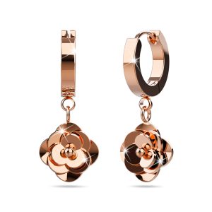 Dainty Rose Layered in Rose Gold Stainless Steel Drop Earrings