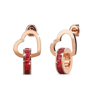 Passion Heart Interlock Rose Gold Layered Earrings