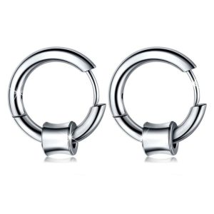 Round Hoop White Gold Layered Earrings