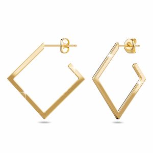 Diamond Hoop Gold Layered Earrings