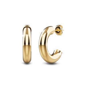 Creole C-Hoop Gold Layered Earrings 14mm