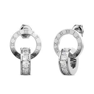 Pisces Round Interlock Dangle White Gold Layered Earrings Clear