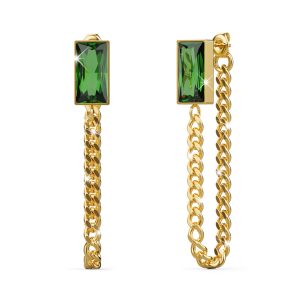 Green Emerald Zirconia Dangle Stud Earrings