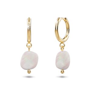 Queen Pearl Hoop Gold Layered Earrings
