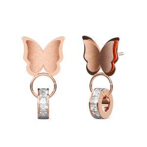 Butterfly Interlock Rose Gold Layered Earrings