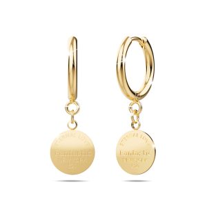 Flat Round Stud Gold Layered Earrings