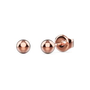Glitter Ball Stud Rose Gold Layered Earrings 4mm