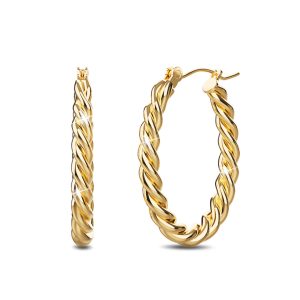 Intertwined Braid Hoop Gold Layered Earrings