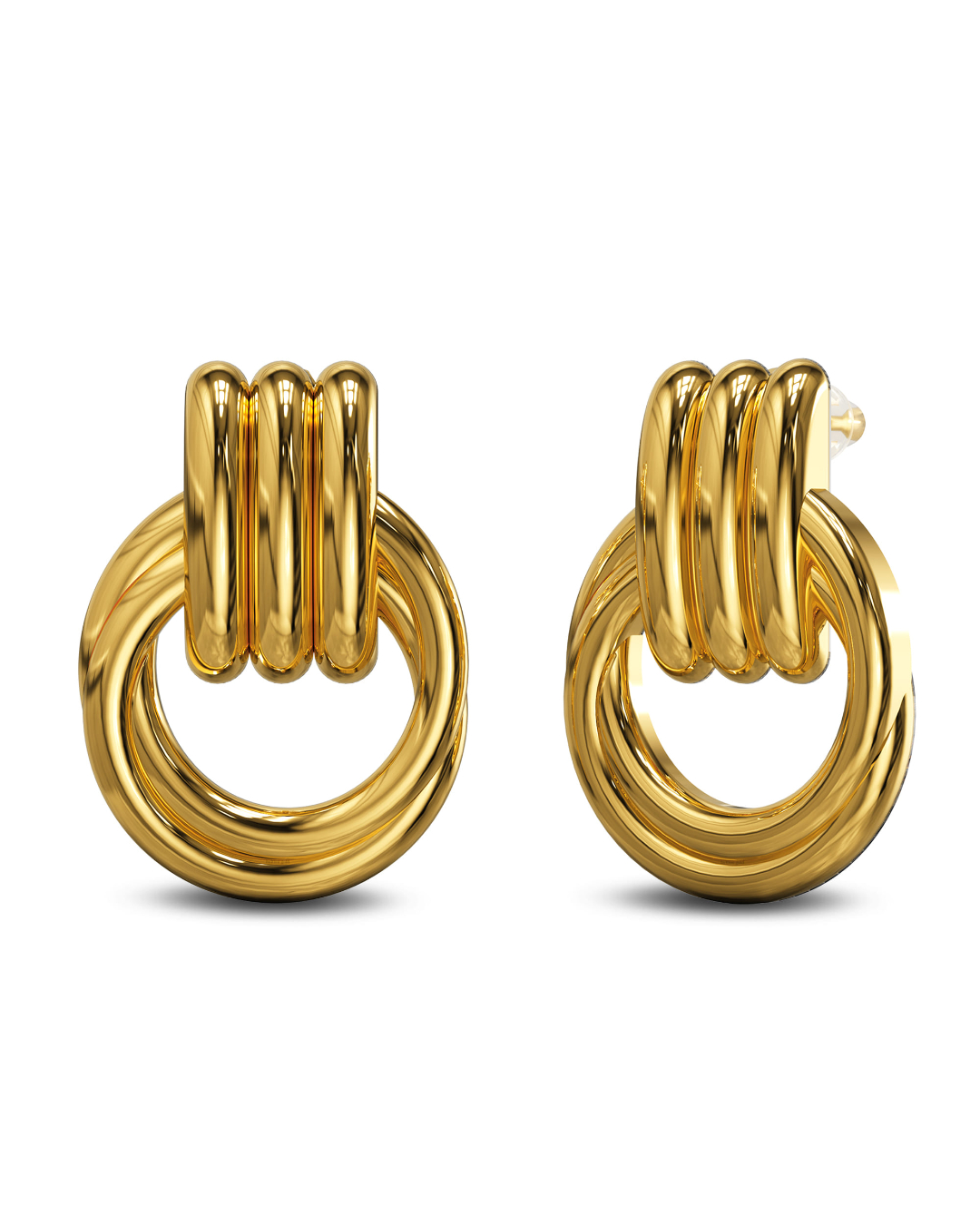 Elara Gold Layered Stud Earrings