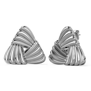 Ridged Triangle White Gold layered Stud Earrings
