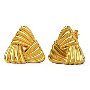 Ridged Triangle Gold layered Stud Earrings