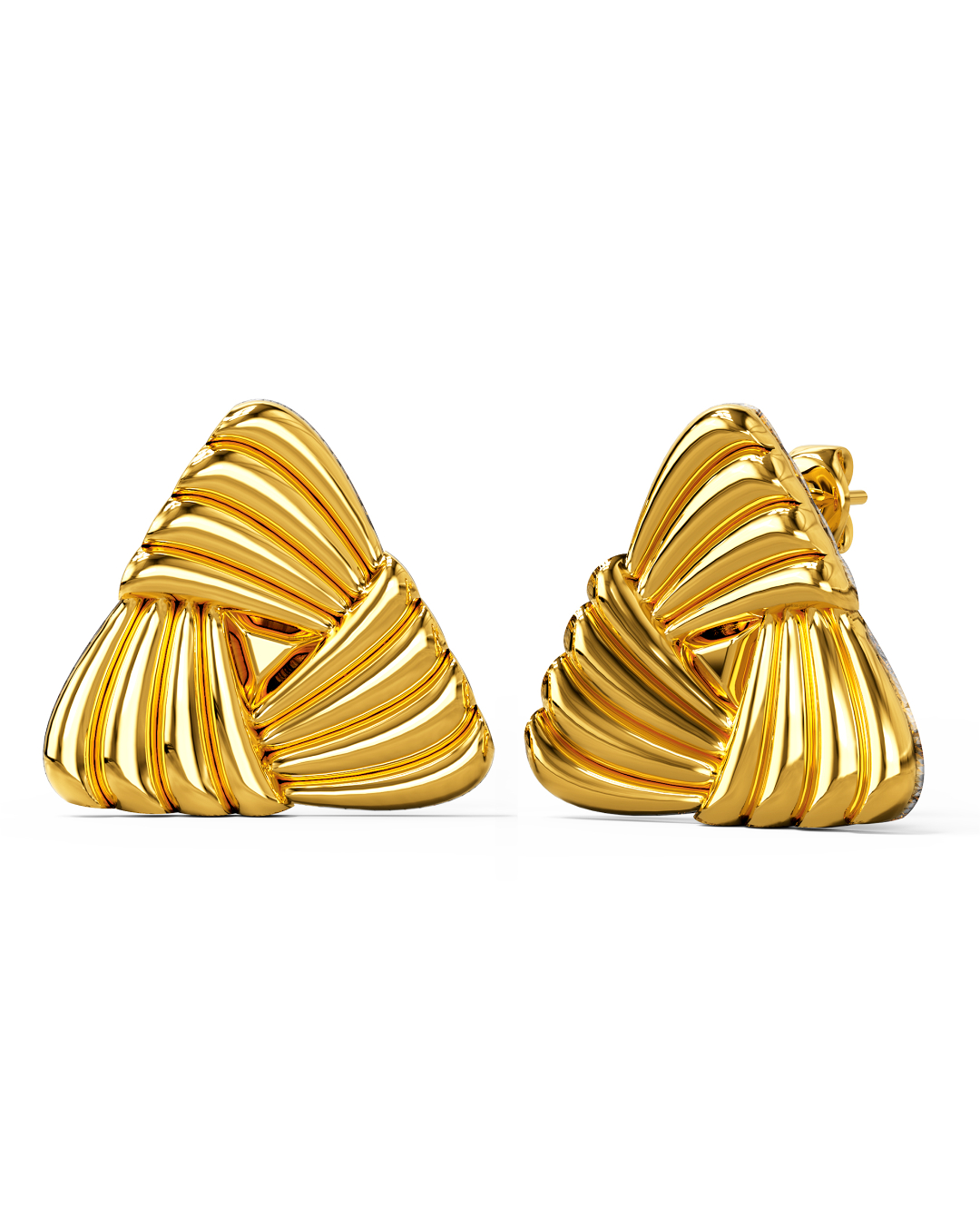 Ridged Triangle Gold layered Stud Earrings