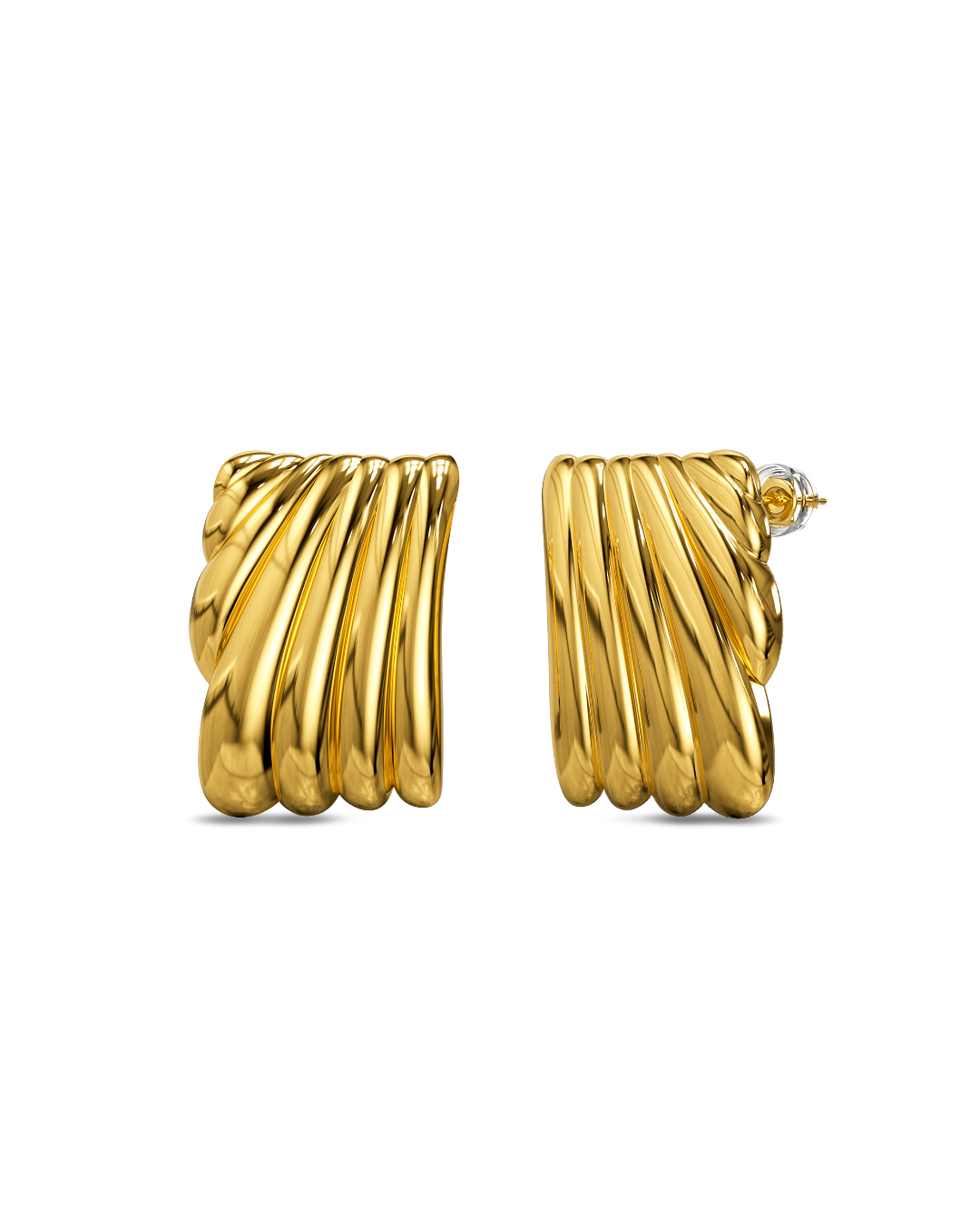 Pleated Angel Gold layered Stud Earrings