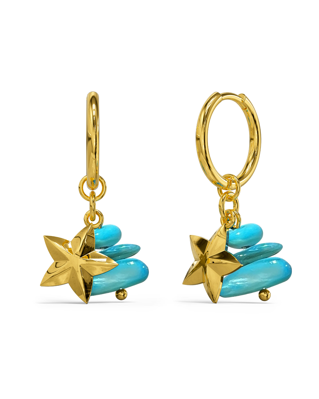 Turquoise Stone & Star Earrings